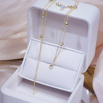 Ig Style Korean Style Heart Shape Gold Plated Rhinestones Alloy Iron Wholesale Layered Necklaces