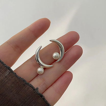 Ig Style Korean Style Moon Alloy Women's Ear Studs