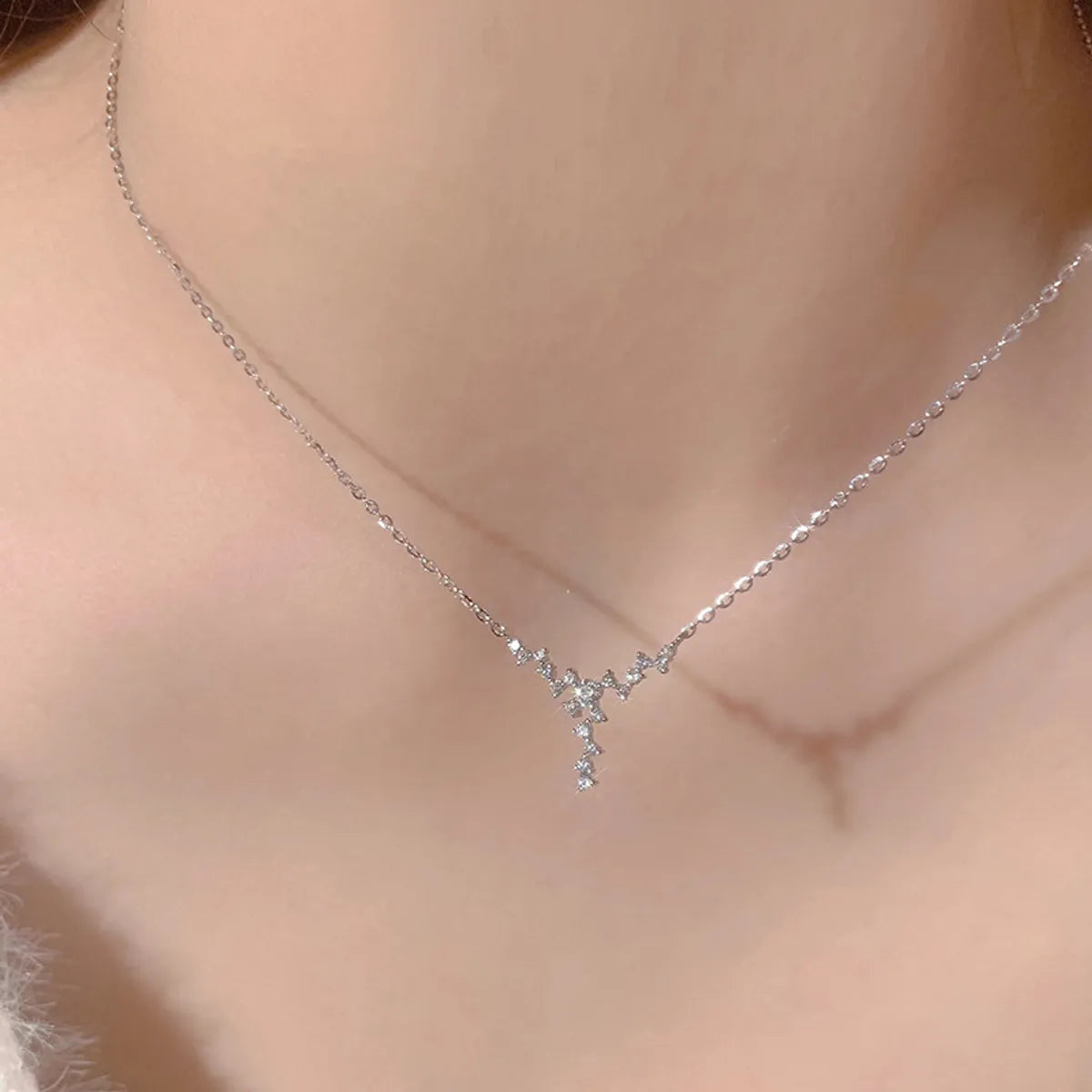 Ig Style Korean Style Star Titanium Steel Copper Inlay Zircon Pendant Necklace