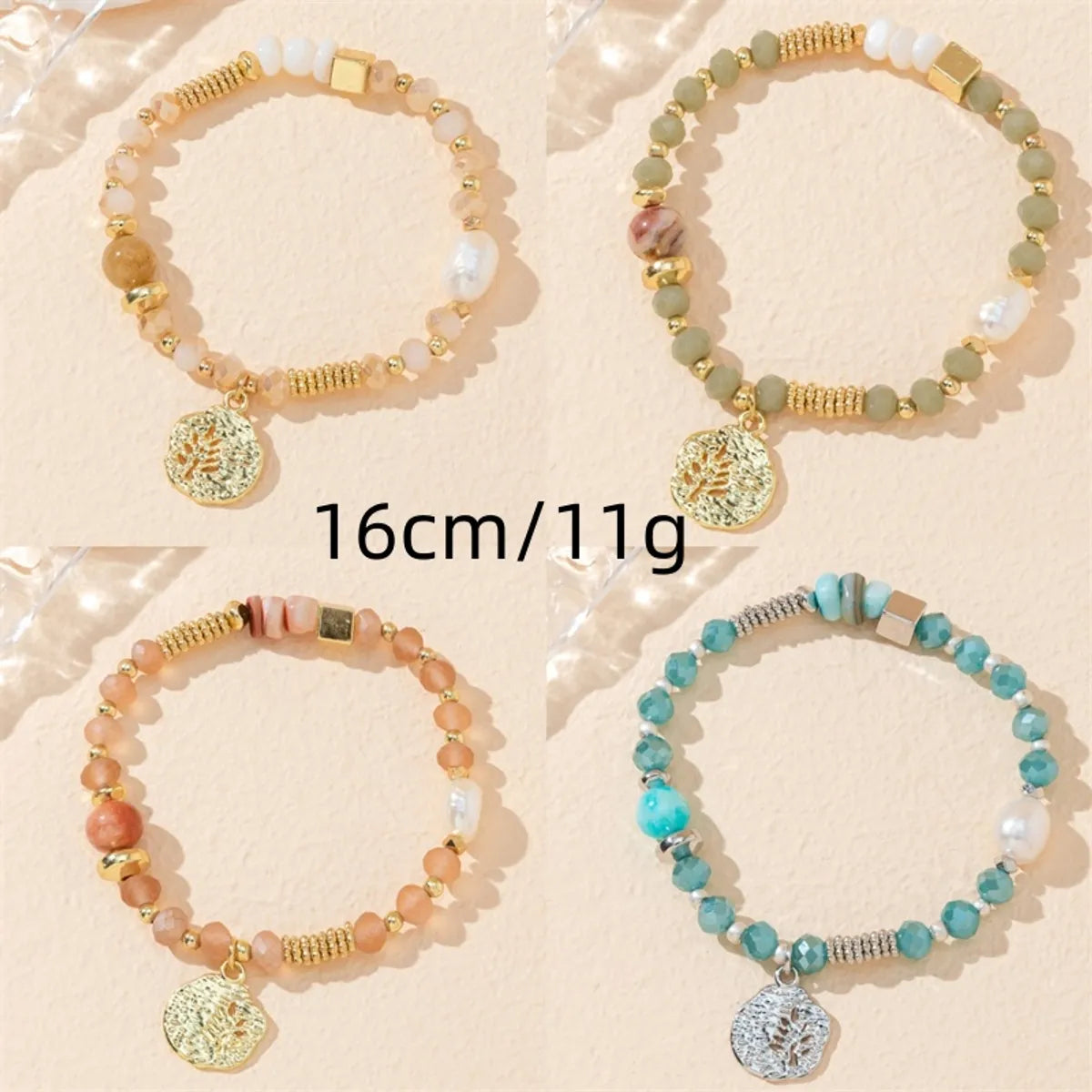 IG Style Leaf Artificial Crystal Alloy Beaded Plating Women's Bracelets