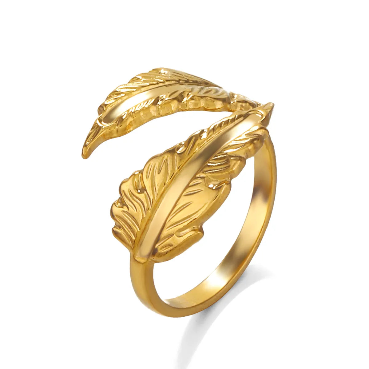 Ig Style Leaves Stainless Steel Plating Gold Plated Open Rings