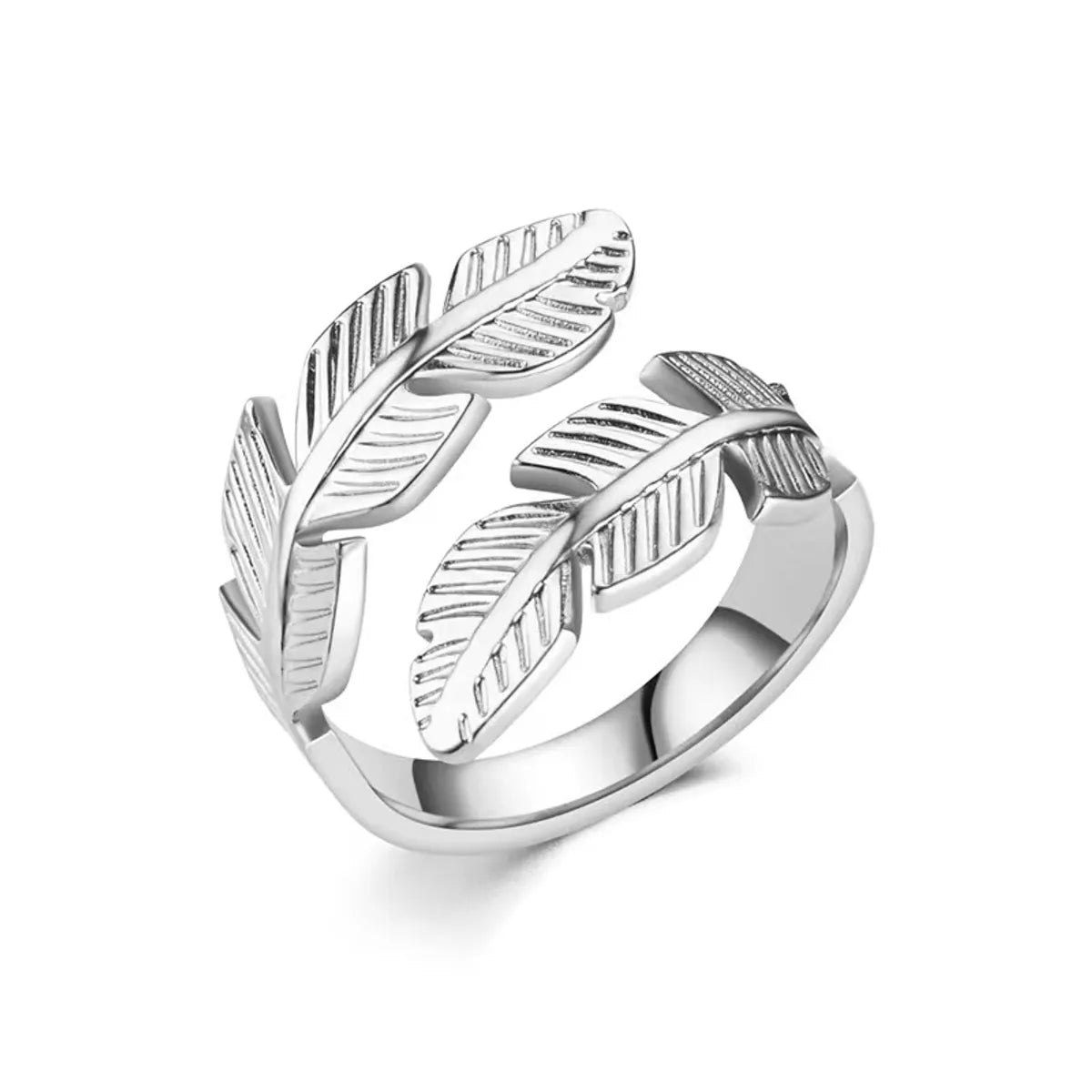 Ig Style Leaves Titanium Steel 18k Gold Plated Open Rings