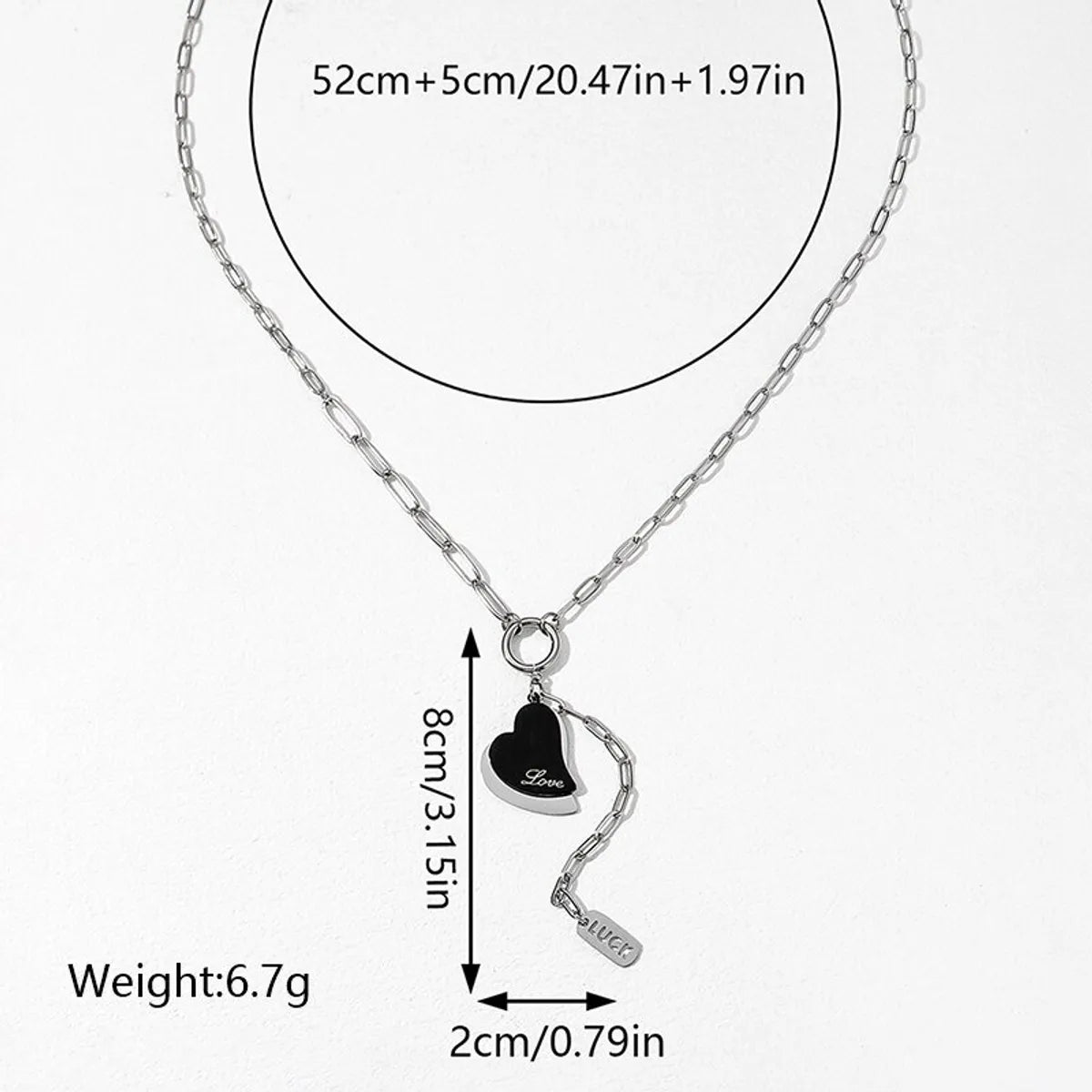 Ig Style Letter Heart Shape Stainless Steel Plating Palladium White K Gold Pendant Necklace