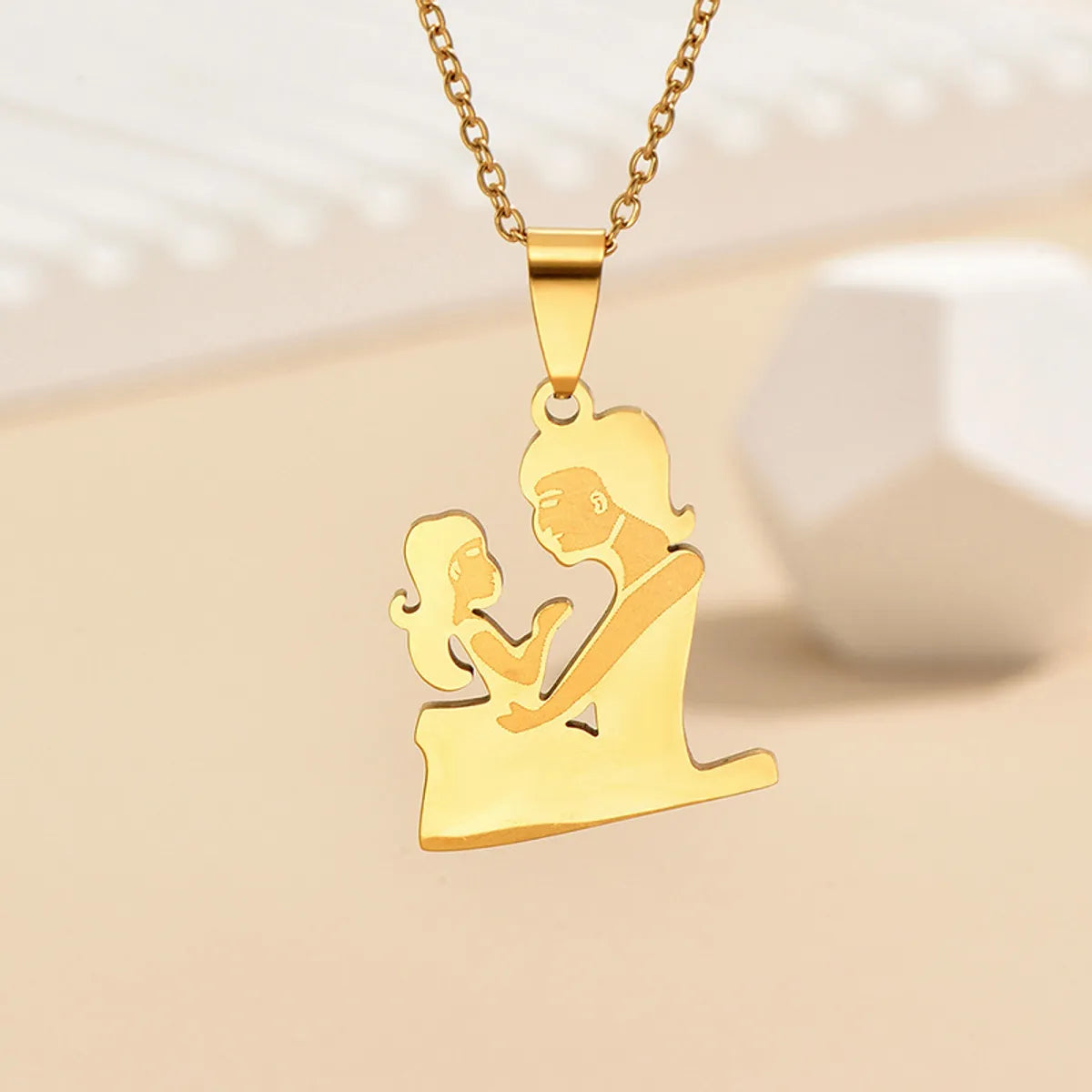 IG Style MAMA Simple Style Human Stainless Steel Alloy Mother'S Day Women's Pendant Necklace