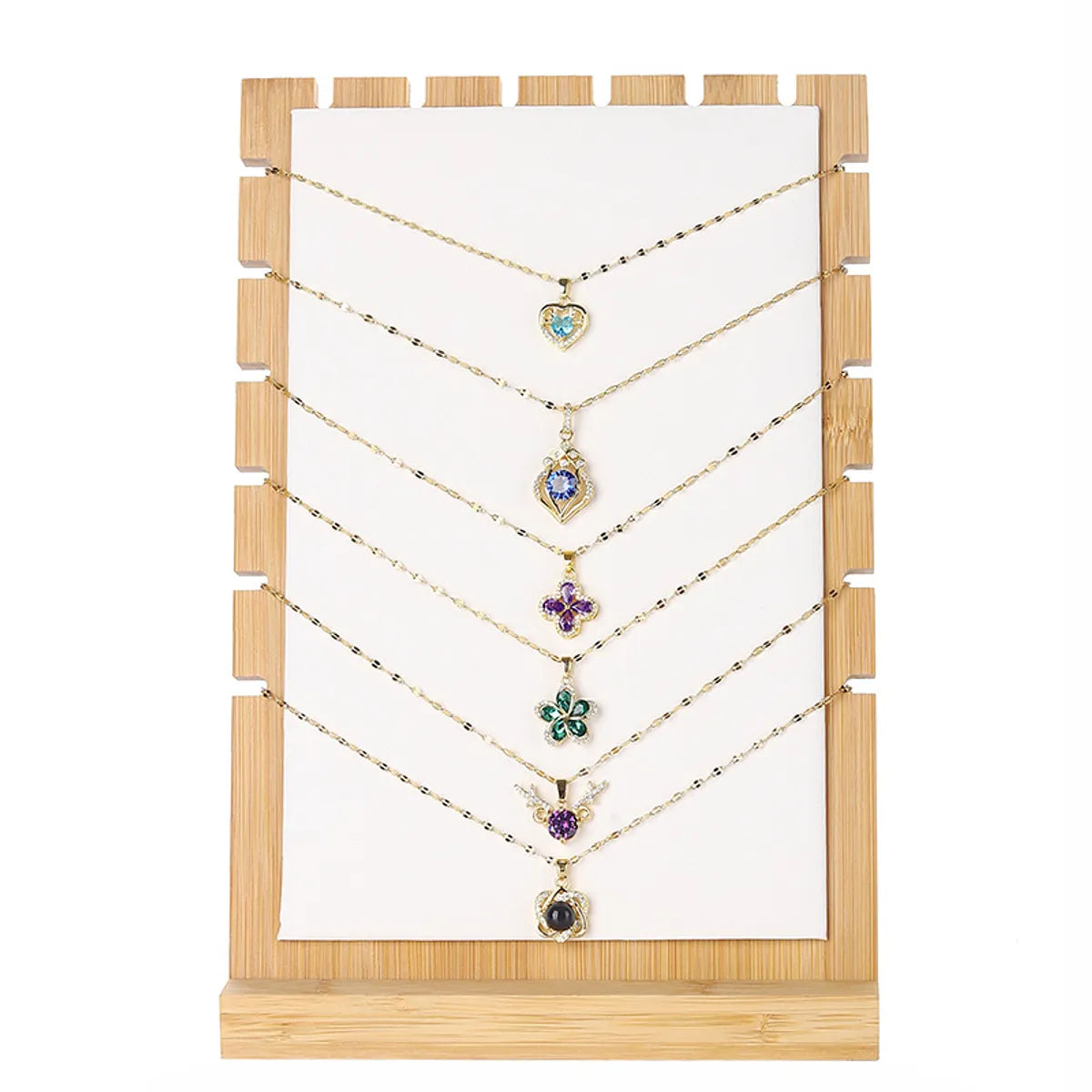 IG Style Modern Style Artistic Geometric Bamboo Wood Flannel Patchwork Jewelry Display Jewelry Rack