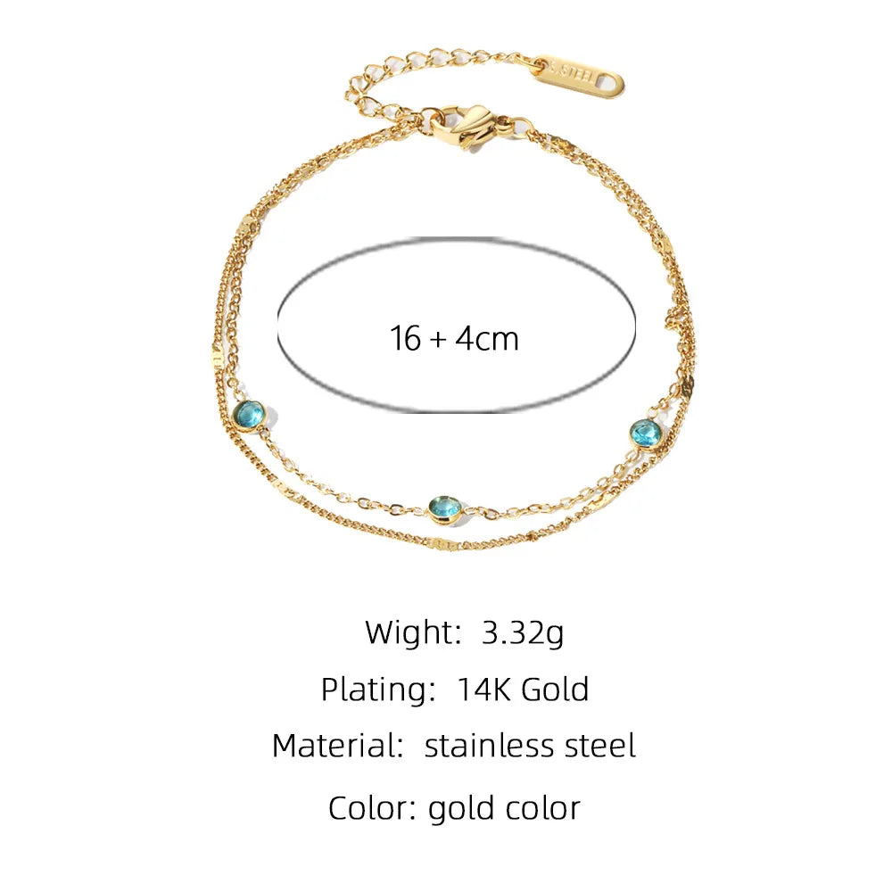 Ig Style Modern Style Circle Stainless Steel Plating Inlay Zircon 14k Gold Plated Bracelets