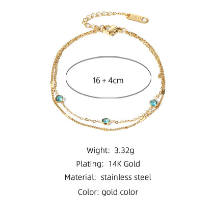 Ig Style Modern Style Circle Stainless Steel Plating Inlay Zircon 14k Gold Plated Bracelets