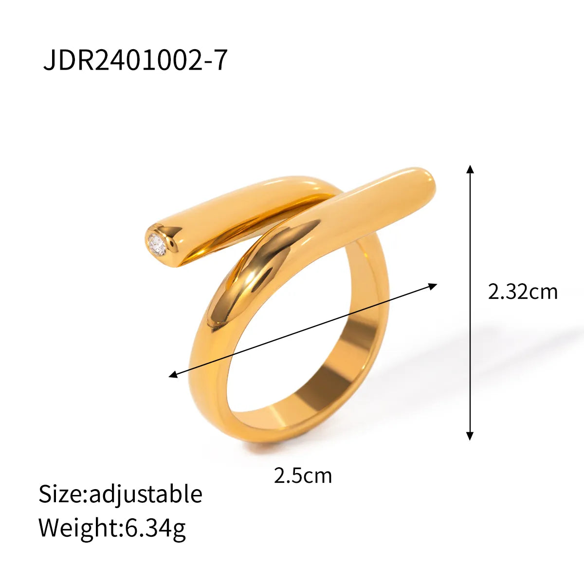 IG Style Modern Style Classic Style Irregular Geometric 304 Stainless Steel 18K Gold Plated Open Rings In Bulk