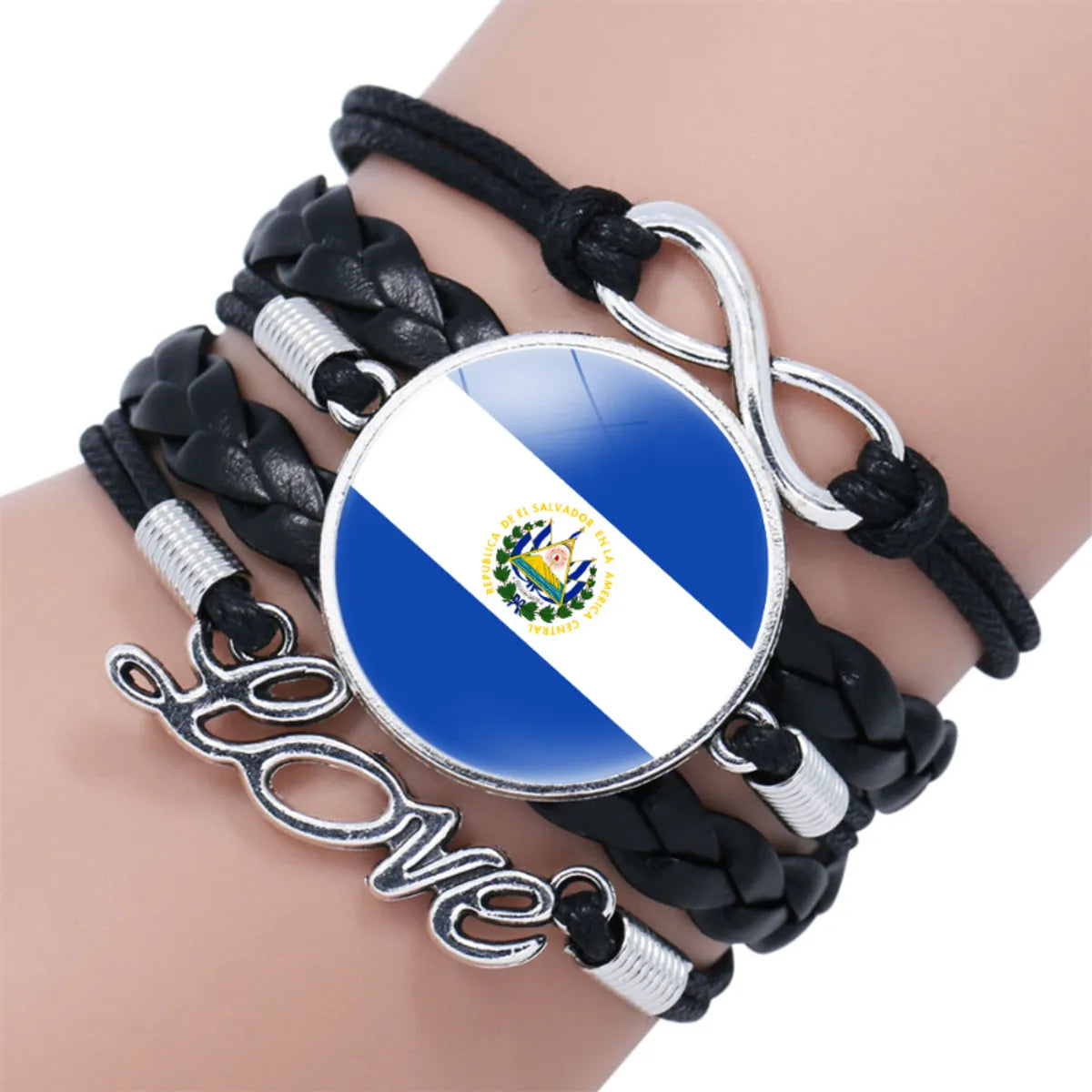 IG Style Modern Style Classic Style National Flag Round American Flag Pu Leather Alloy Glass Wholesale Bracelets