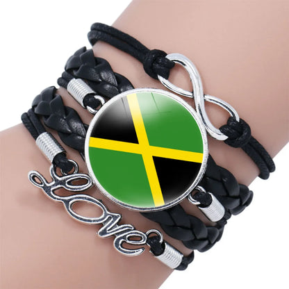 IG Style Modern Style Classic Style National Flag Round American Flag Pu Leather Alloy Glass Wholesale Bracelets