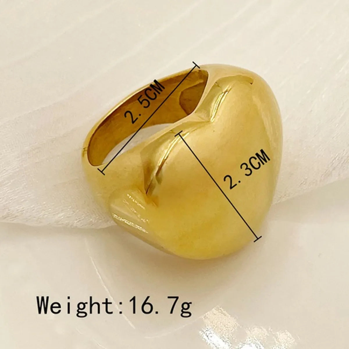 Ig Style Modern Style Heart Shape Stainless Steel Polishing 18k Gold Plated Rings