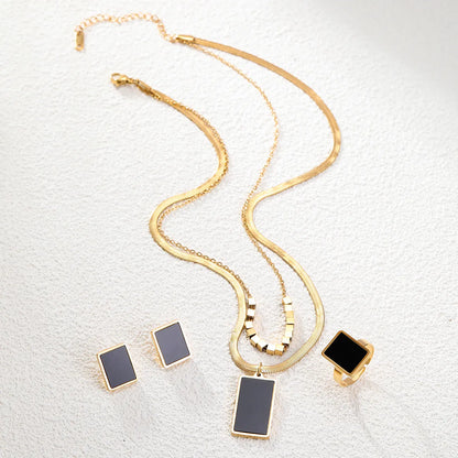 Ig Style Modern Style Rectangle Stainless Steel Plastic Plating Inlay Plastic 18k Gold Plated Jewelry Set