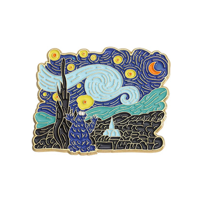 IG Style Oil Painting Zinc Alloy Plating Unisex Brooches