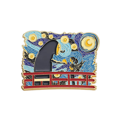 IG Style Oil Painting Zinc Alloy Plating Unisex Brooches