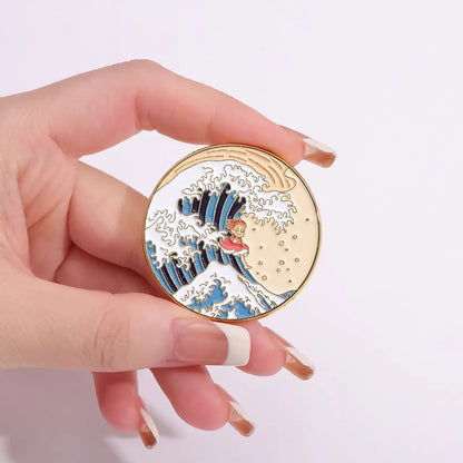 IG Style Oil Painting Zinc Alloy Plating Unisex Brooches