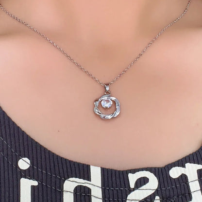 Ig Style Original Design Classic Style Heart Shape Smiley Face Bow Knot Copper Plating Inlay Zircon Rose Gold Plated White Gold Plated Gold Plated Pendant Necklace