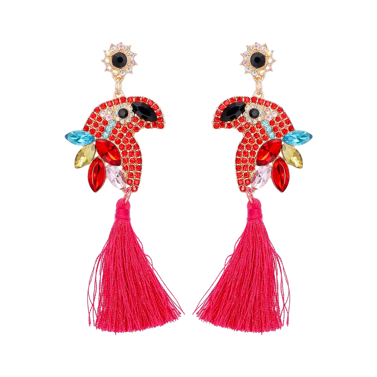 Ig Style Parrot Alloy Inlay Rhinestones Women's Drop Earrings