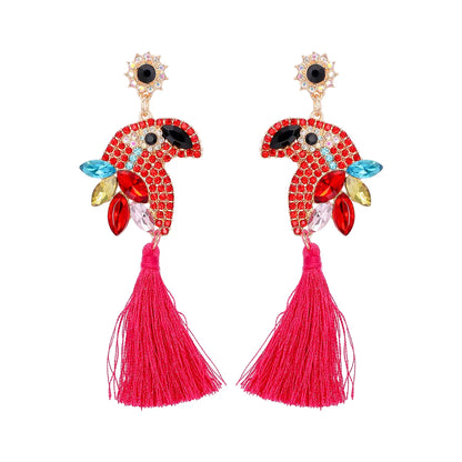 Ig Style Parrot Alloy Inlay Rhinestones Women's Drop Earrings