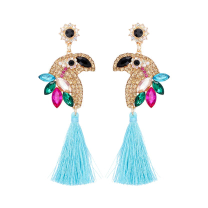 Ig Style Parrot Alloy Inlay Rhinestones Women's Drop Earrings