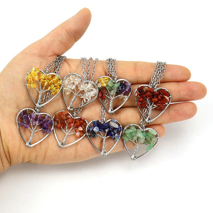 IG Style Pastoral Simple Style Tree Heart Shape Alloy Natural Stone Agate Wholesale Pendant Necklace