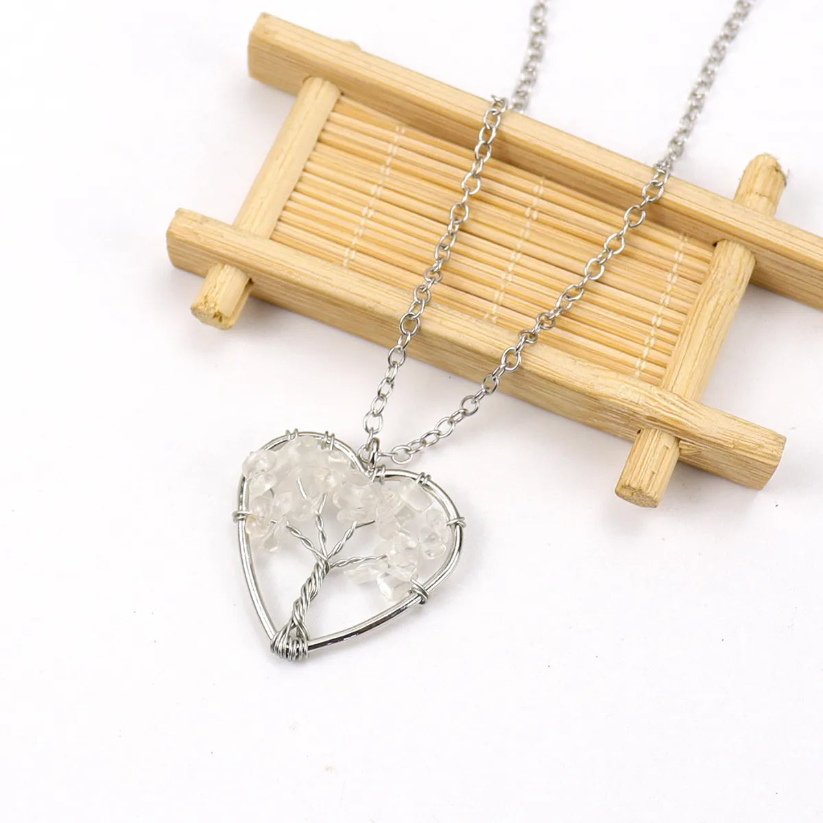 IG Style Pastoral Simple Style Tree Heart Shape Alloy Natural Stone Agate Wholesale Pendant Necklace