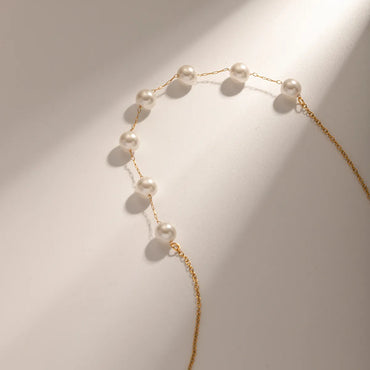 Ig Style Pearl Stainless Steel 18k Gold Plated Necklace