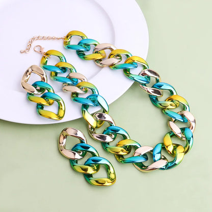 Ig Style Punk Gradient Color Ccb Wholesale Jewelry Set