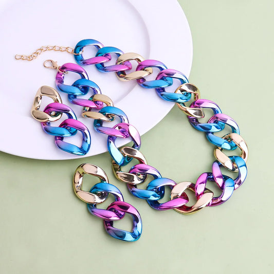 Ig Style Punk Gradient Color Ccb Wholesale Jewelry Set