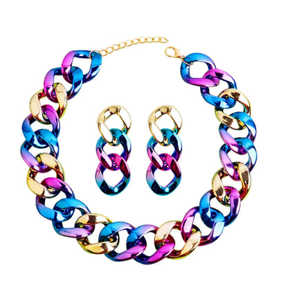 Ig Style Punk Gradient Color Ccb Wholesale Jewelry Set