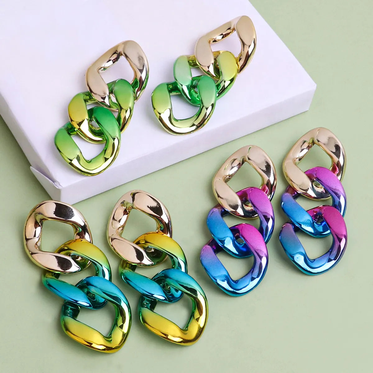 Ig Style Punk Gradient Color Ccb Wholesale Jewelry Set