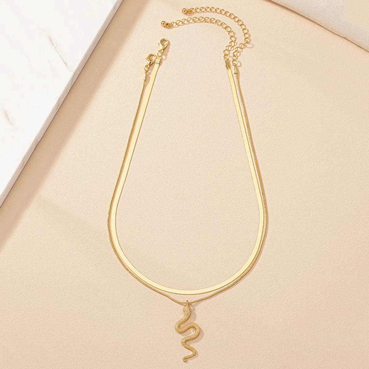 Ig Style Punk Snake Alloy Plating Inlay Zircon Women's Pendant Necklace