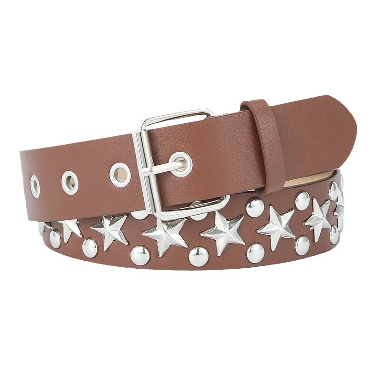 IG Style Punk Star Pu Leather Iron  Women'S Leather Belts