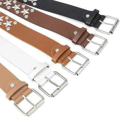 IG Style Punk Star Pu Leather Iron  Women'S Leather Belts