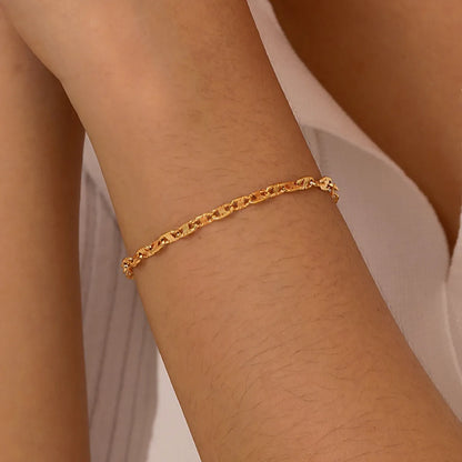 IG Style Rectangle 201 Stainless Steel 18K Gold Plated Bracelets In Bulk