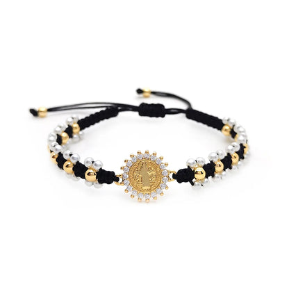 IG Style Retro Bohemian Geometric Beaded Imitation Pearl Copper Wholesale Drawstring Bracelets