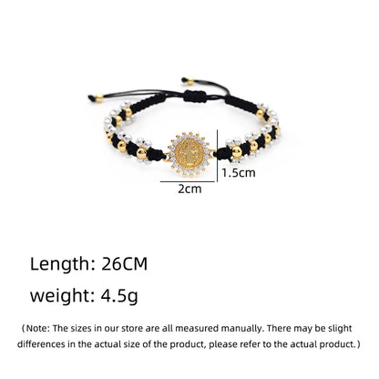 IG Style Retro Bohemian Geometric Beaded Imitation Pearl Copper Wholesale Drawstring Bracelets