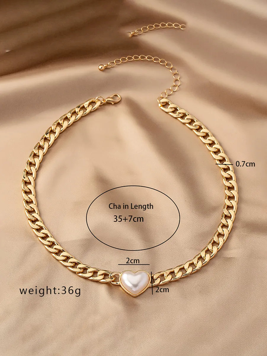 Ig Style Retro Commute Heart Shape Alloy Plating Inlay Pearl Women's Necklace