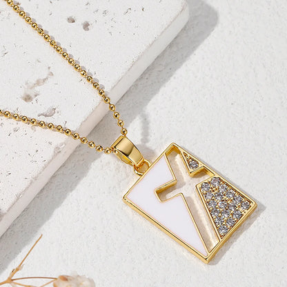 Ig Style Retro Cross Copper Plating Inlay Zircon Pendant Necklace