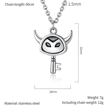 IG Style Retro  Face Key 304 Stainless Steel 18K Gold Plated Unisex Pendant Necklace