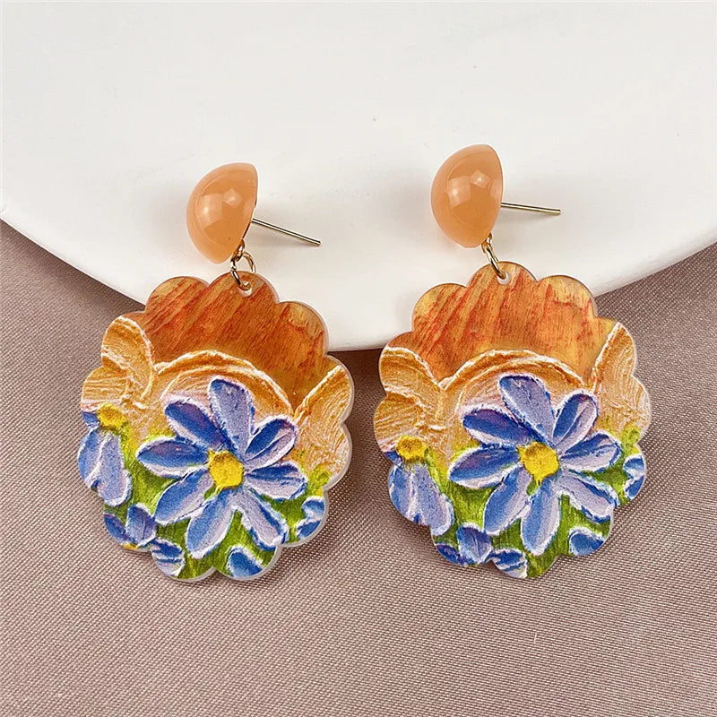 Ig Style Retro Flower Arylic Women'S Drop Earrings