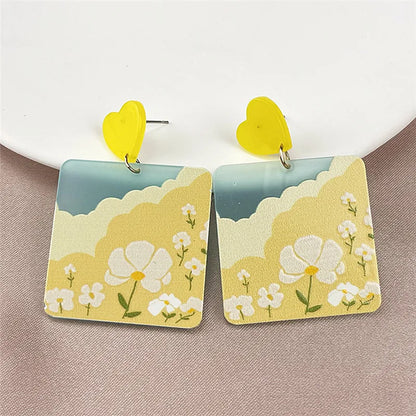 Ig Style Retro Flower Arylic Women'S Drop Earrings