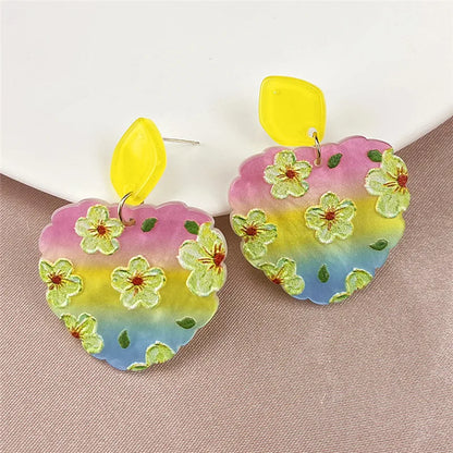 Ig Style Retro Flower Arylic Women'S Drop Earrings