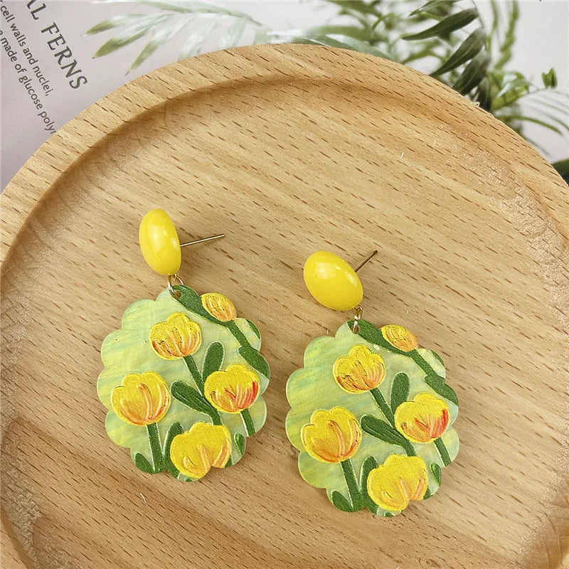 Ig Style Retro Flower Arylic Women'S Drop Earrings