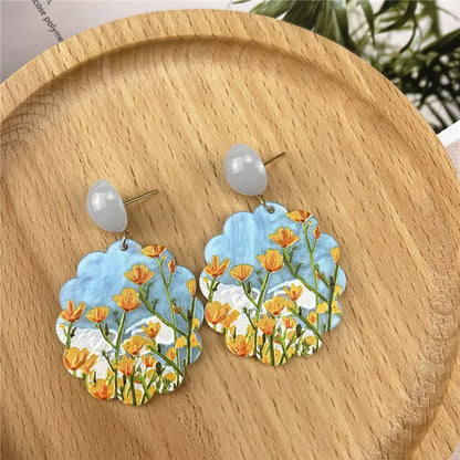 Ig Style Retro Flower Arylic Women'S Drop Earrings