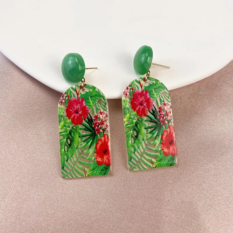 Ig Style Retro Flower Arylic Women'S Drop Earrings