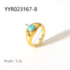 Wholesale Jewelry IG Style Retro Geometric 304 Stainless Steel Natural Stone Rhinestones Zircon 18K Gold Plated Polishing Plating Inlay Rings