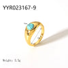 Wholesale Jewelry IG Style Retro Geometric 304 Stainless Steel Natural Stone Rhinestones Zircon 18K Gold Plated Polishing Plating Inlay Rings