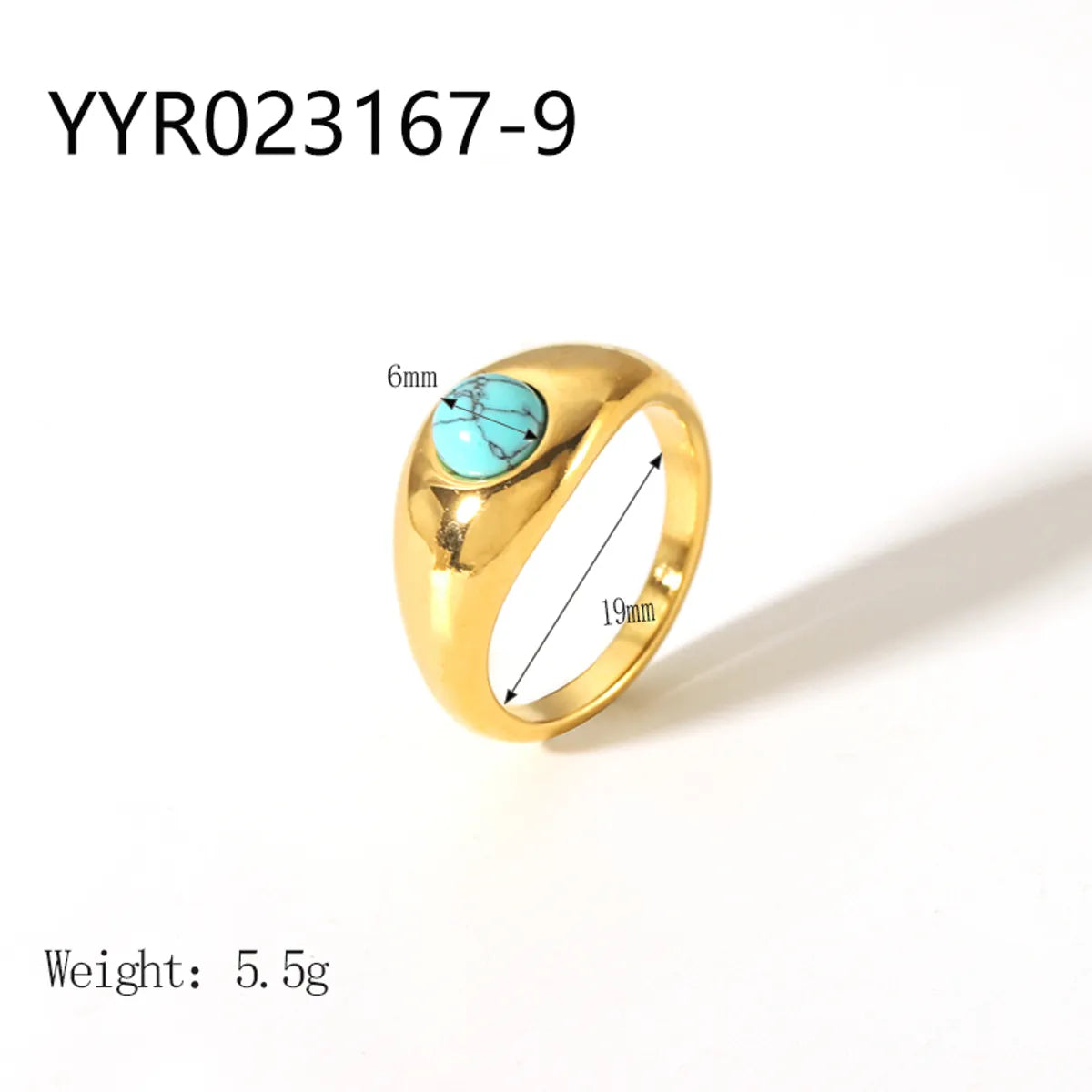 Wholesale Jewelry IG Style Retro Geometric 304 Stainless Steel Natural Stone Rhinestones Zircon 18K Gold Plated Polishing Plating Inlay Rings