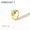 Wholesale Jewelry IG Style Retro Geometric 304 Stainless Steel Natural Stone Rhinestones Zircon 18K Gold Plated Polishing Plating Inlay Rings