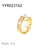 Wholesale Jewelry IG Style Retro Geometric 304 Stainless Steel Natural Stone Rhinestones Zircon 18K Gold Plated Polishing Plating Inlay Rings